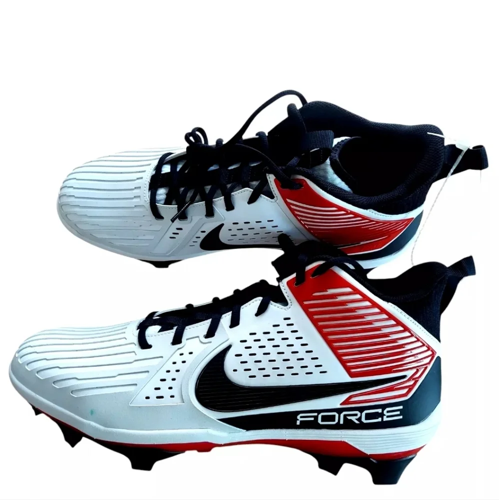 Nike Force Savage Pro 3 Football Cleats Size 15 White Red Black Trim DA5453-102